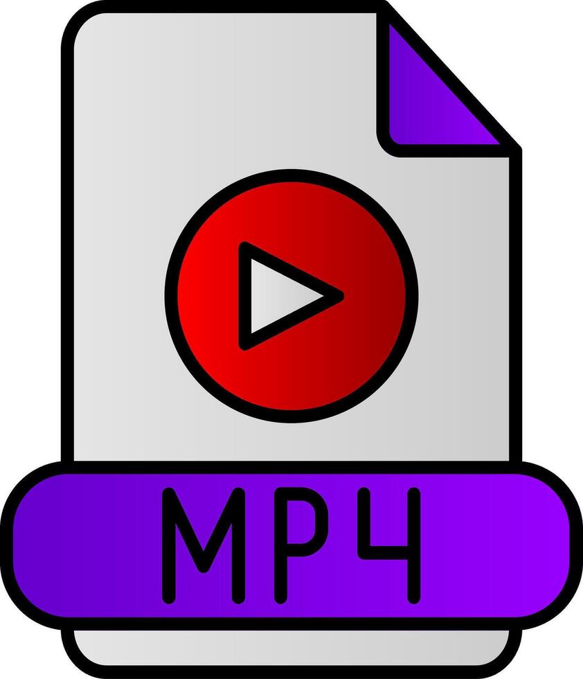 mp4 ligne rempli pente icône vecteur