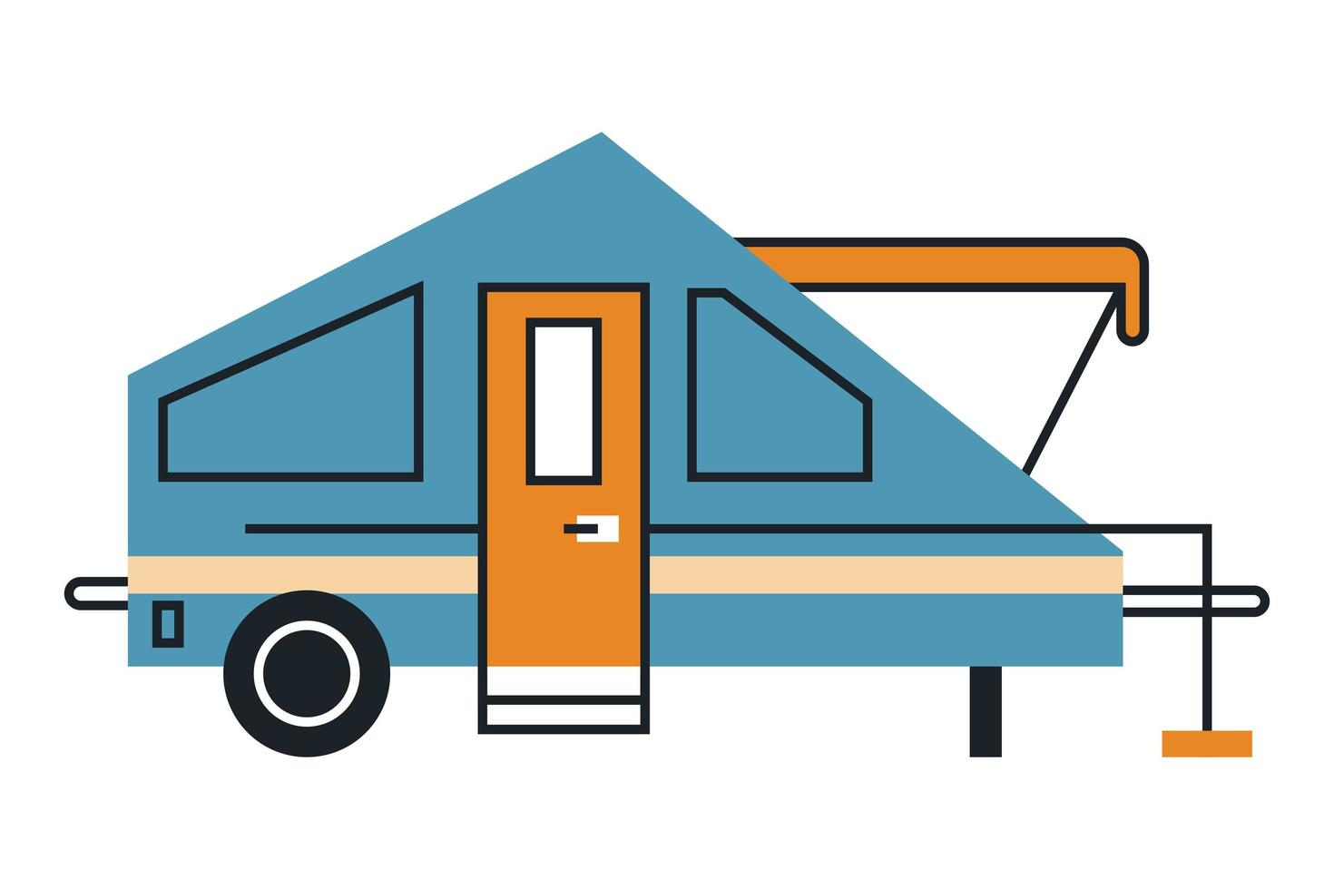 caravane de camping-car bleu vecteur