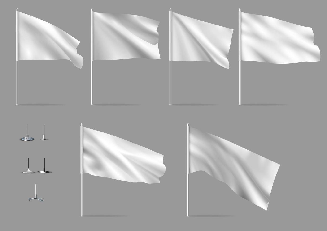 drapeaux réalistes blancs. maquettes de drapeau blanc. vecteur