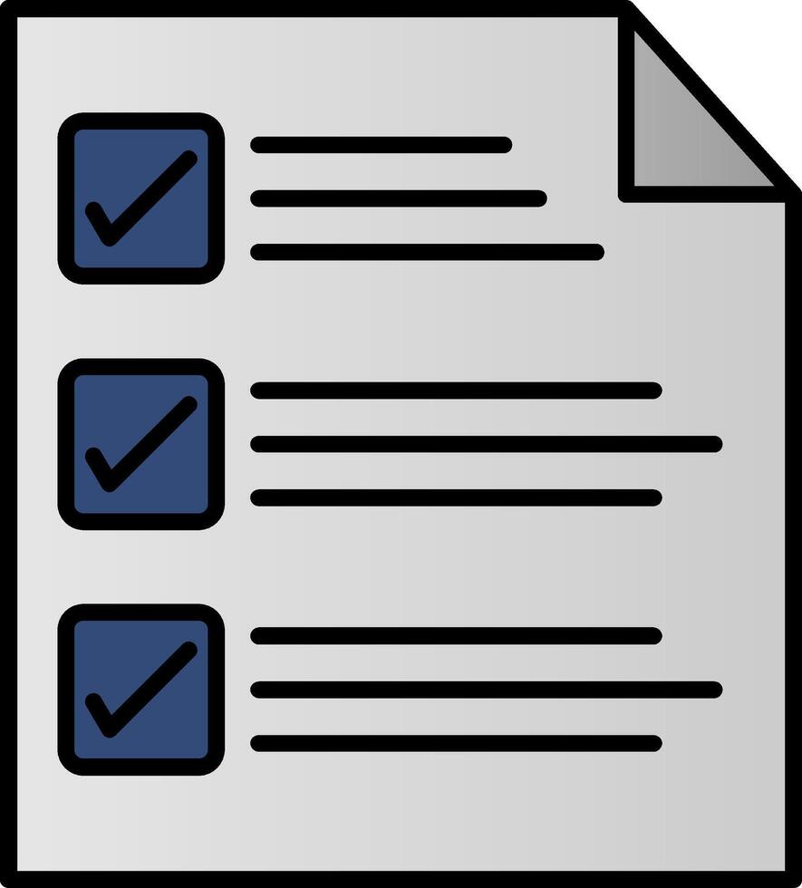Chek List ligne rempli pente icône vecteur