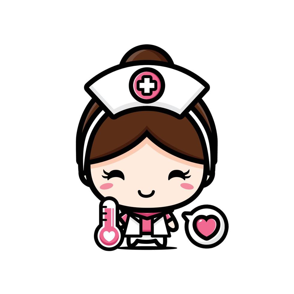 conception de personnage de mascotte d'infirmière mignonne vecteur