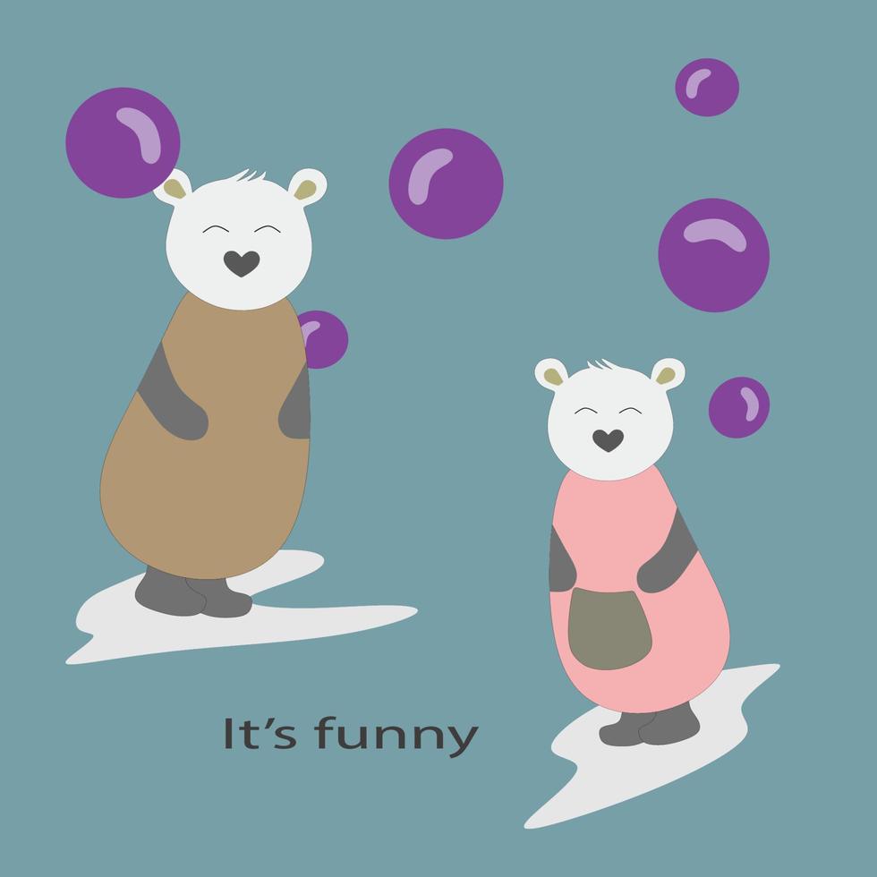 deux koalas à bulles violettes vecteur