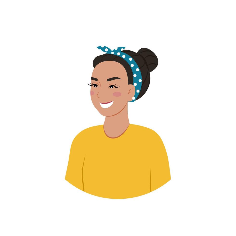 portrait d'une jeune fille souriante. Bandeau. illustration vectorielle dans un style plat vecteur