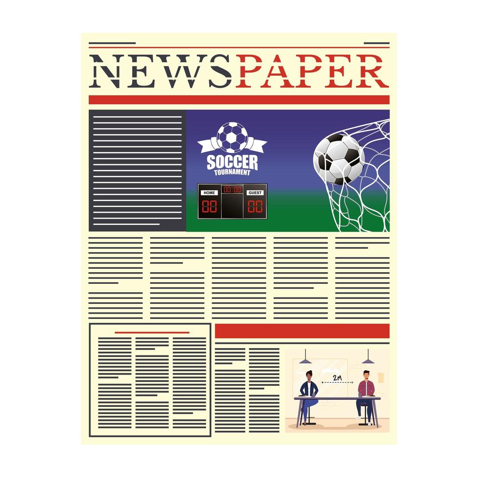 journal avec football et distanciation sociale vecteur