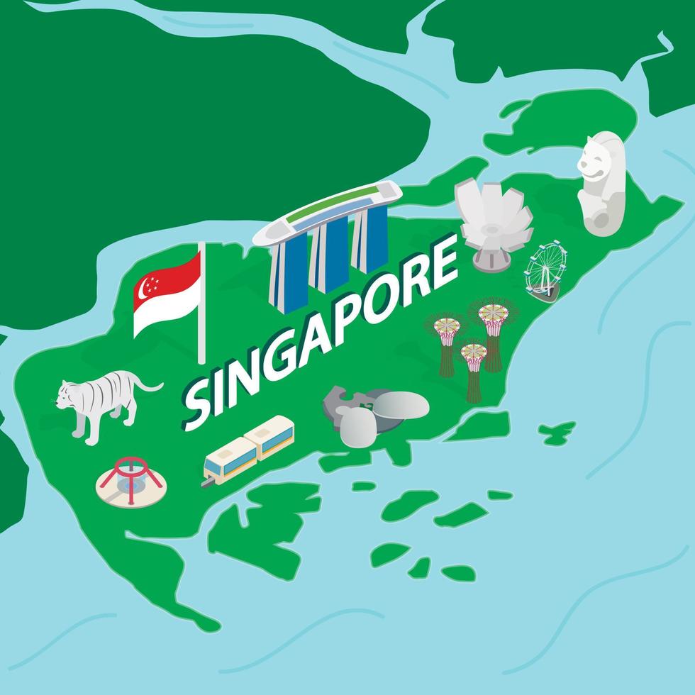 carte de singapour, style 3d isométrique vecteur