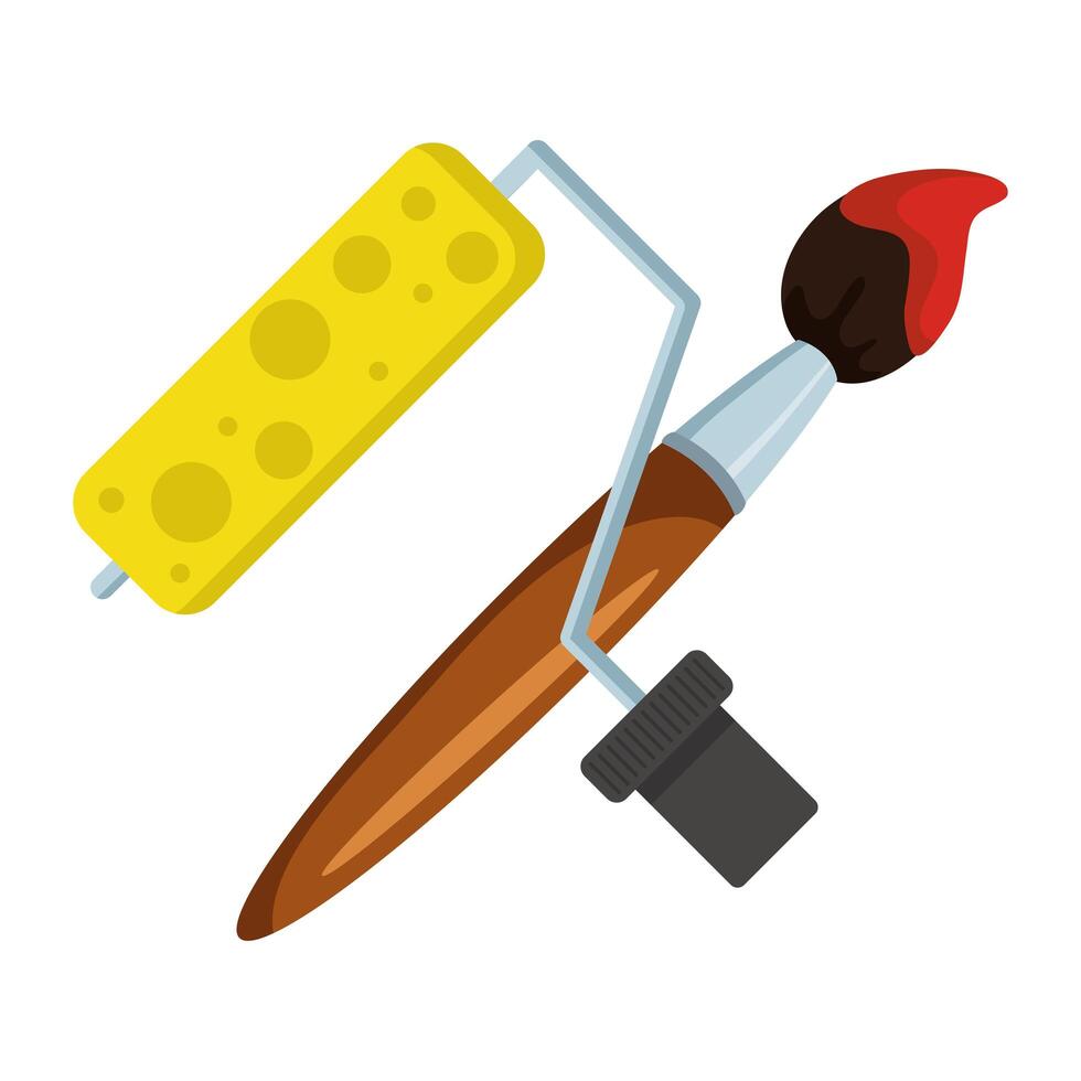 outils d'équipement de rouleau de peinture et de brosse vecteur