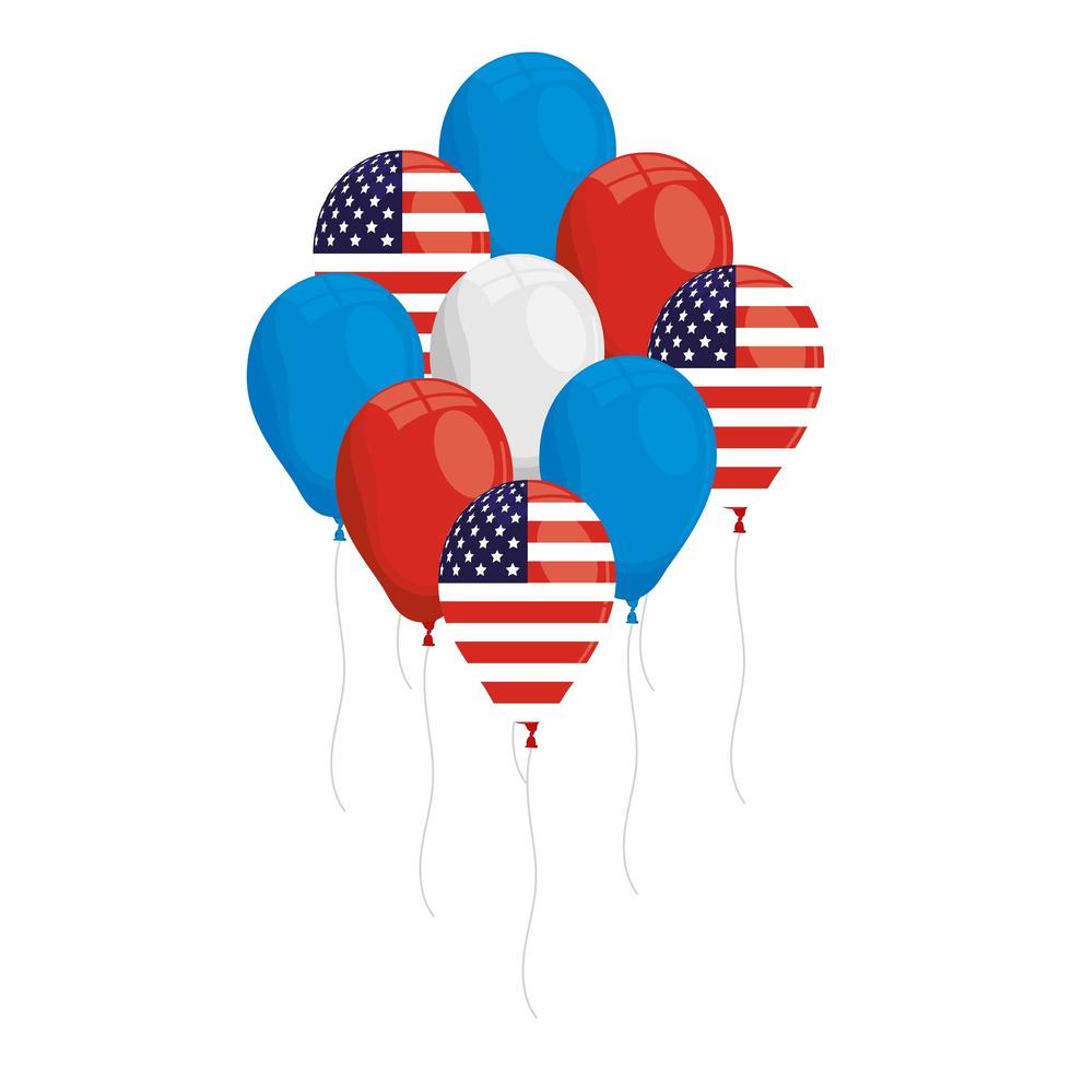 ballons à l'hélium avec des icônes de drapeaux américains vecteur