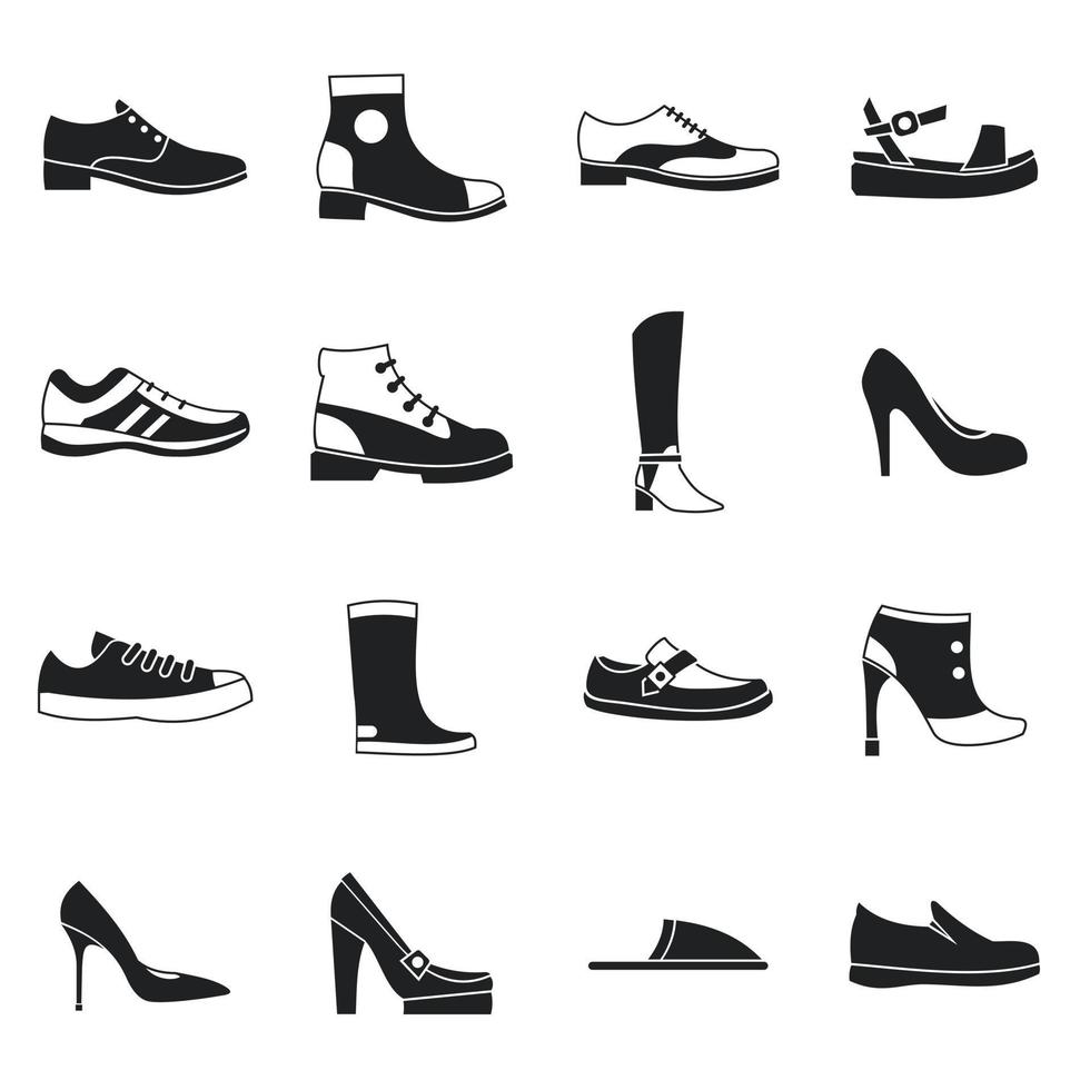 icônes de chaussures définies dans un style simple vecteur
