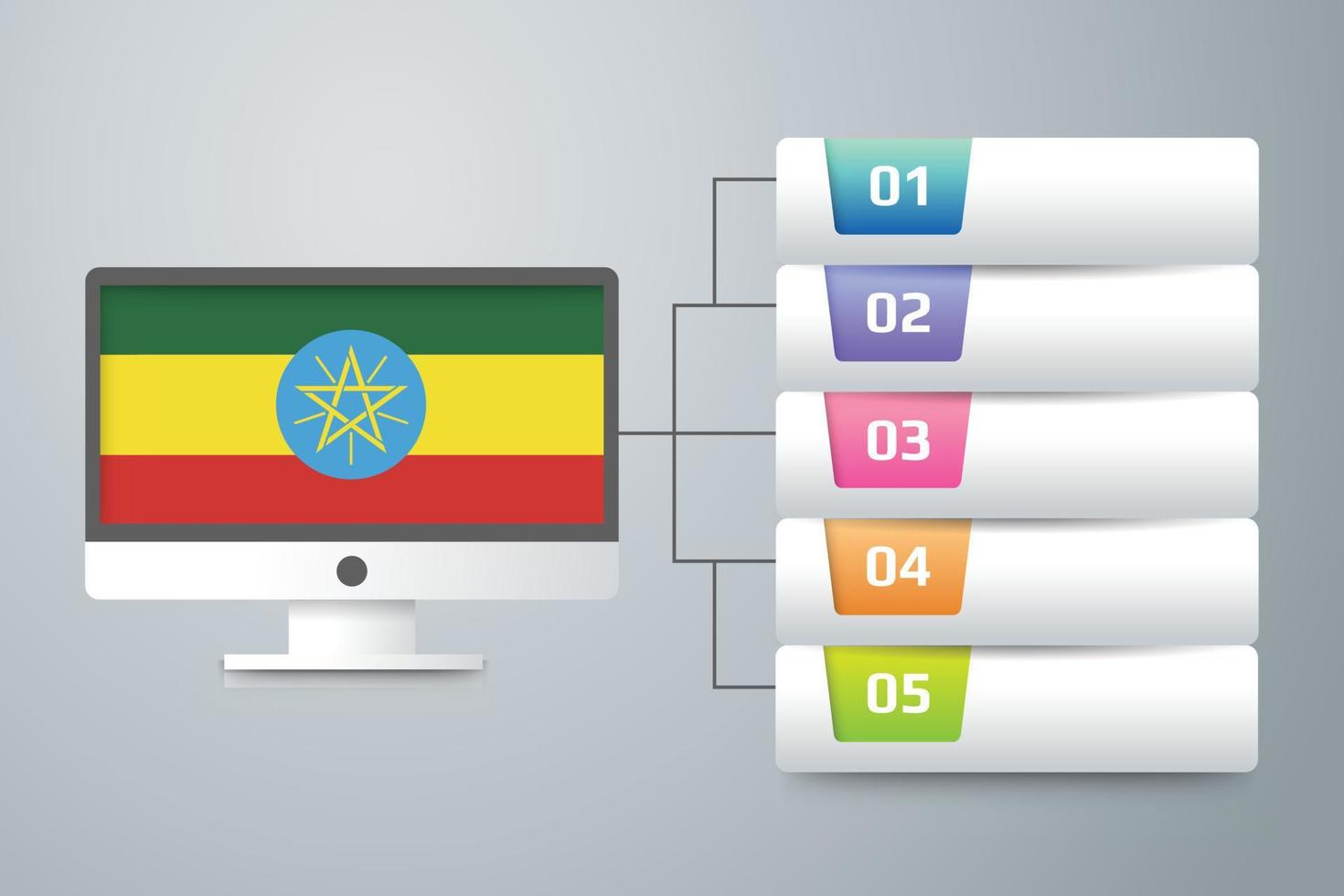 drapeau éthiopien avec conception infographique incorporer avec écran d'ordinateur vecteur