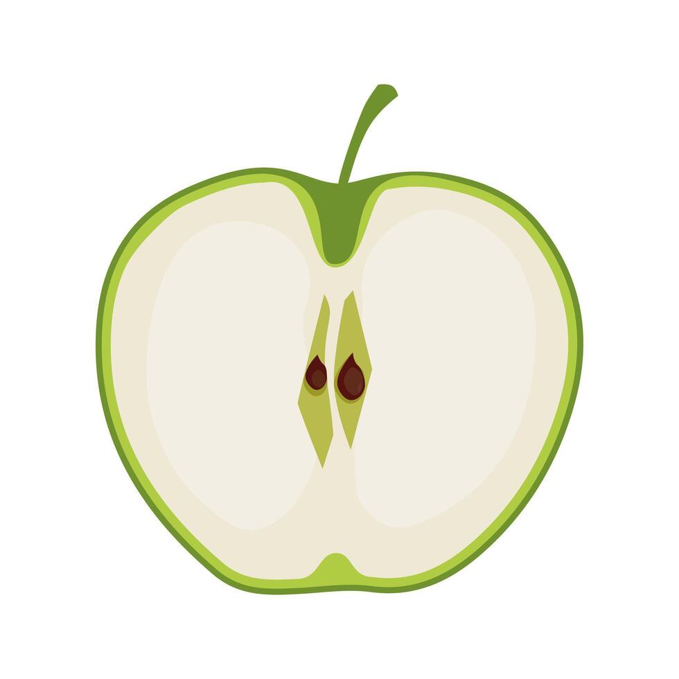 juteux et en bonne santé vert mince tranche de Pomme isolé sur blanc Contexte. vecteur tranché fruit illustration dans plat style. été clipart pour conception de carte, bannière, prospectus, vente, affiche, Icônes