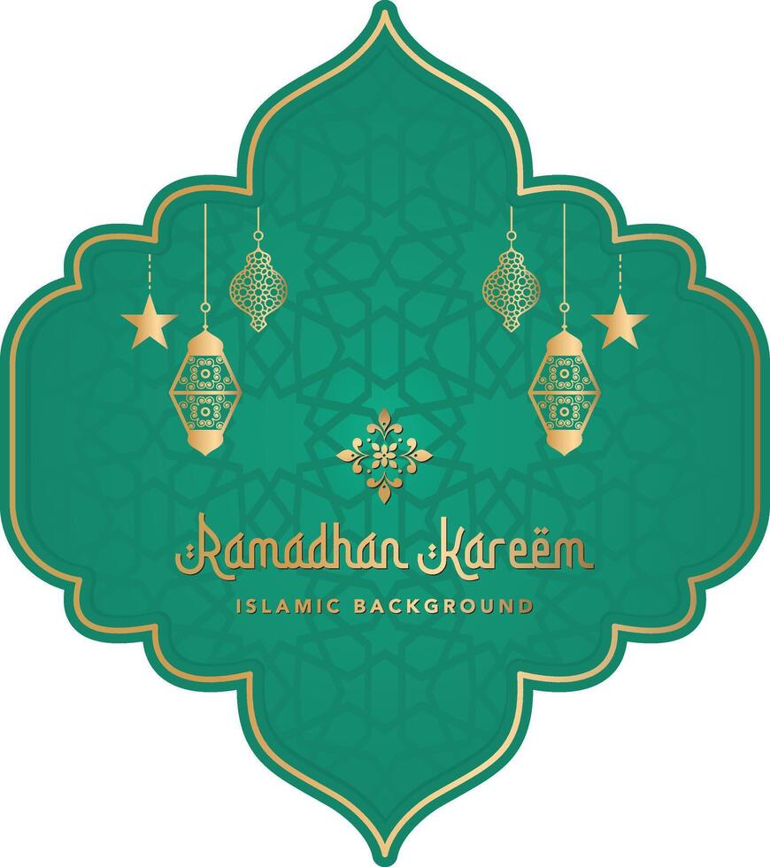 paisible d'or vert arabe islamique Ramadan Contexte avec lanternes et étoiles vecteur