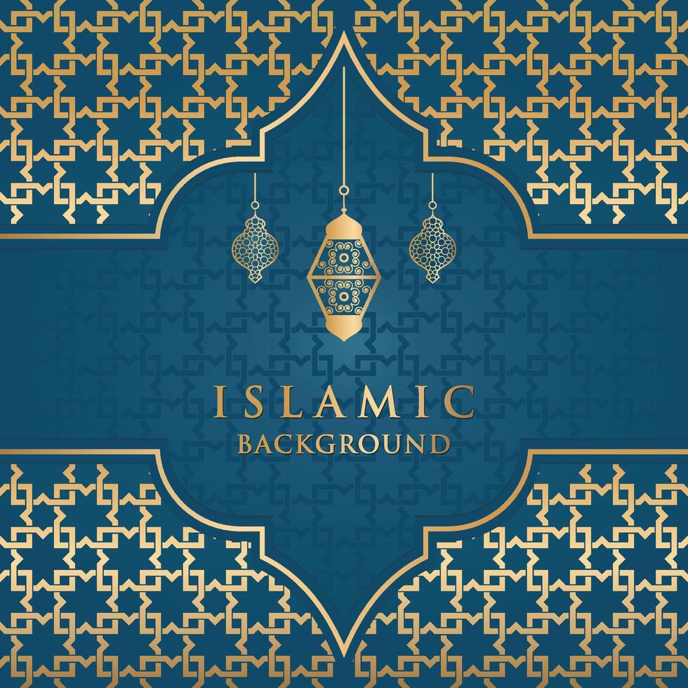 islamique Ramadan kareem eid mubarak arabe luxe ornemental Contexte avec islamique modèle et décoratif ornement Cadre vecteur