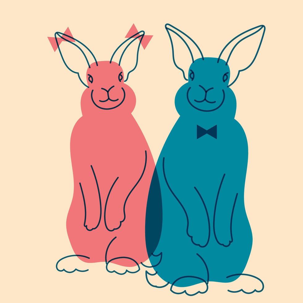 lapin. vecteur illustration dans une minimaliste style avec ris impression effet. graphique élément pour conception, imprimer, autocollant, fête décoration, logo, emblème, magazine impressions ou journal article, T-shirt desig