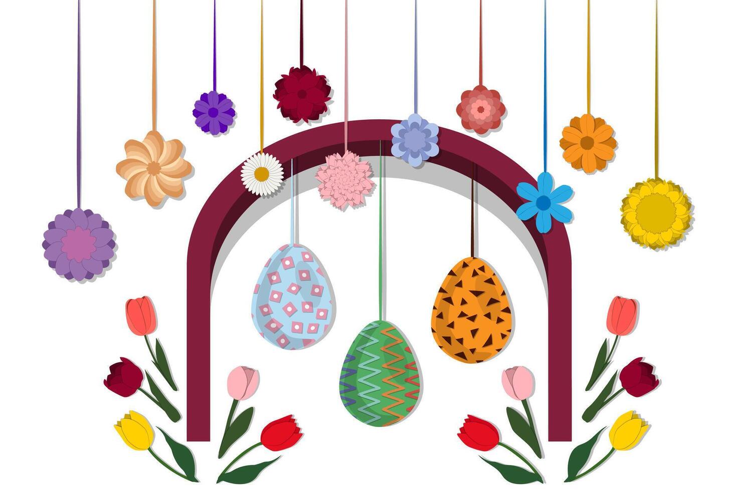 illustration sur thème fête vacances Pâques avec chasser coloré brillant des œufs vecteur