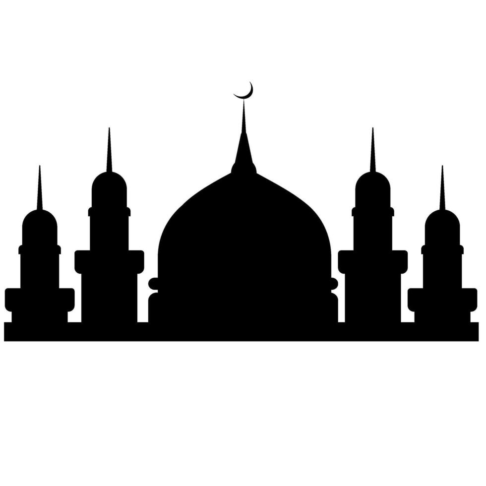 lune mosquée sillhouette vecteur illustration