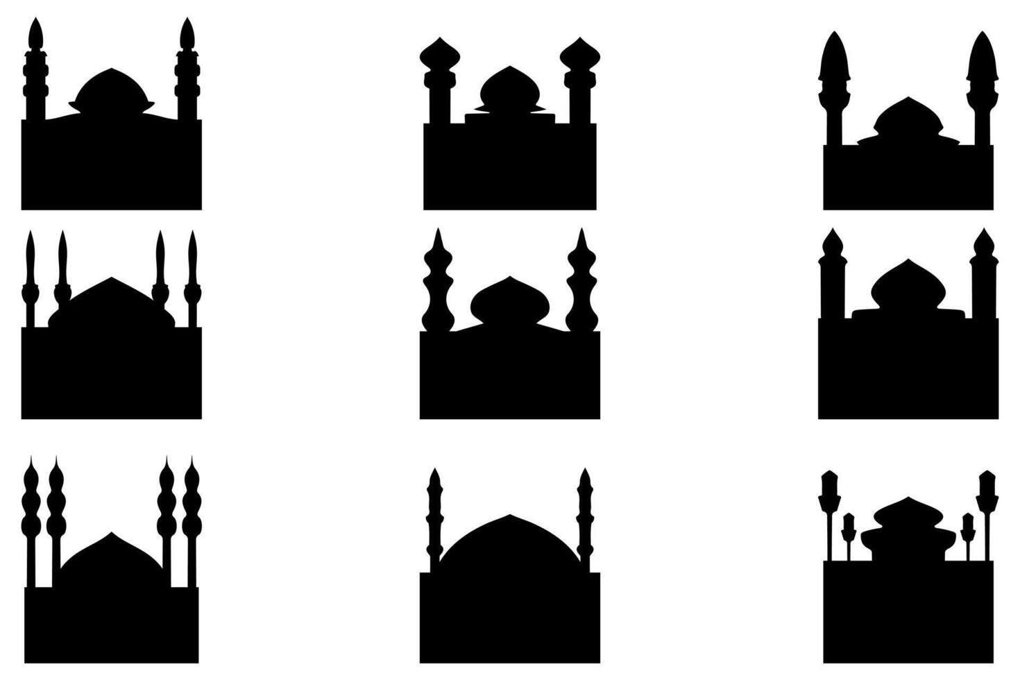 Facile mosquée bâtiment icône ensemble vecteur