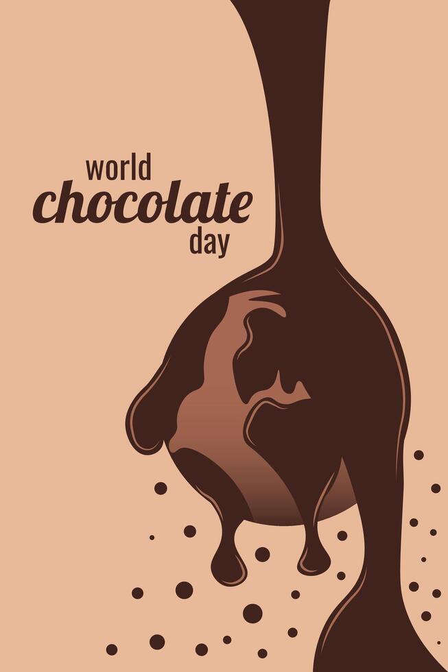 monde Chocolat journée vacances. planète Terre avec fondu Chocolat gouttes vecteur