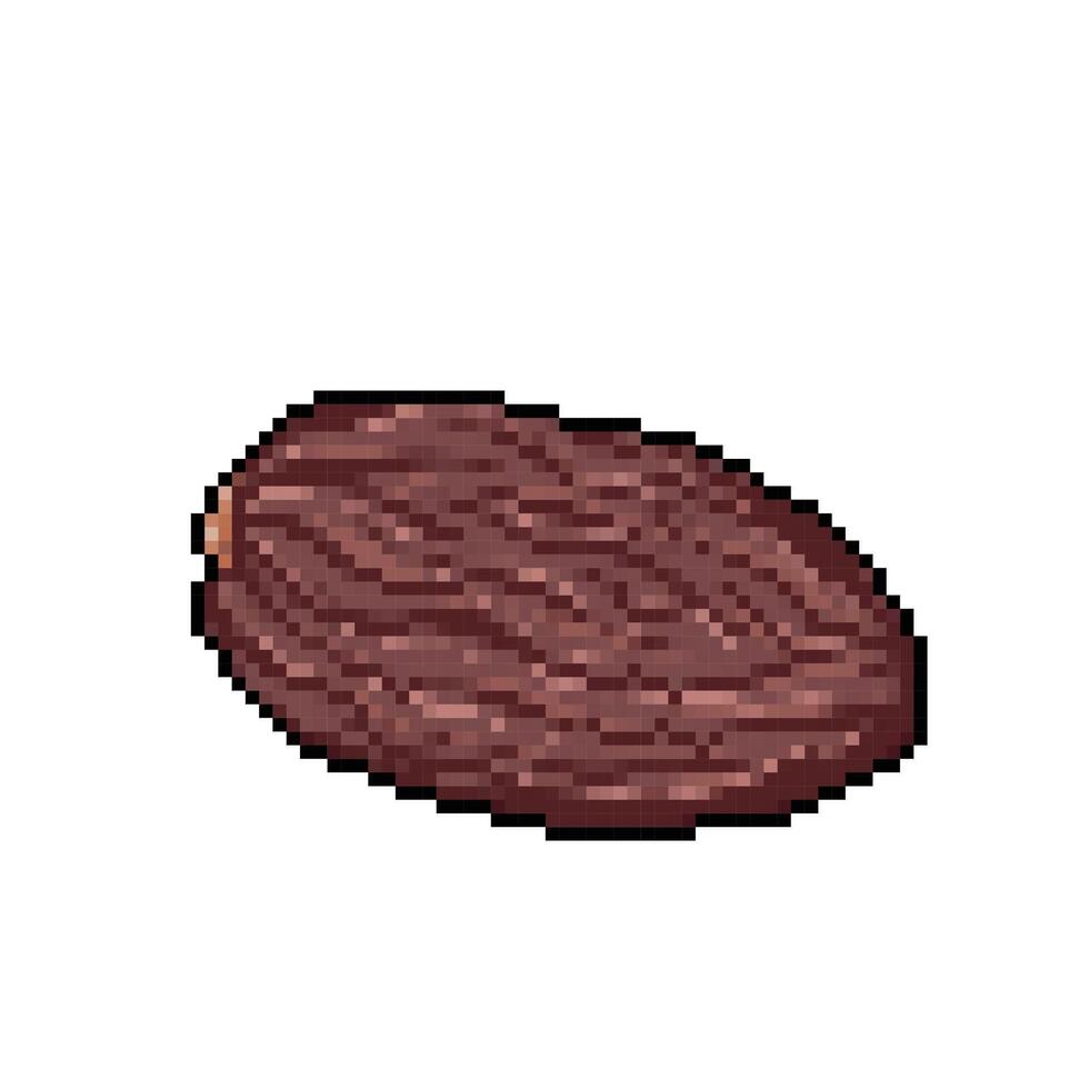 Célibataire un Date fruit ou buah kurma. ovale cylindrique marron sucré aliments. pixel art rétro ancien vidéo Jeu bit vecteur illustration. Facile plat dessin isolé sur carré blanc Contexte.