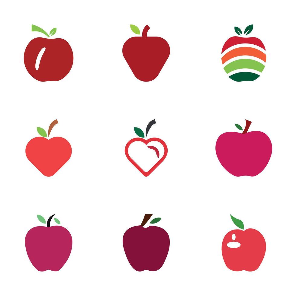 vecteur main tiré Pomme fruit ensemble icône illustration.