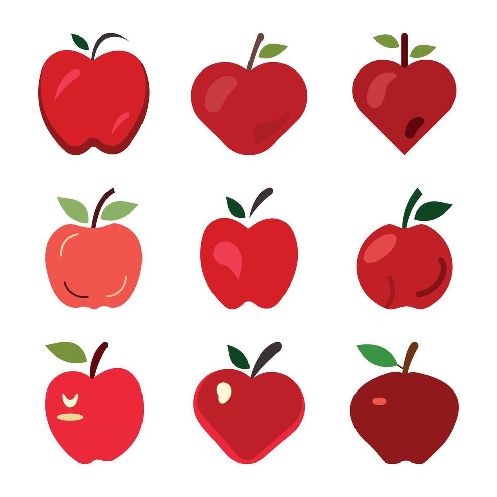vecteur main tiré Pomme fruit ensemble icône illustration.