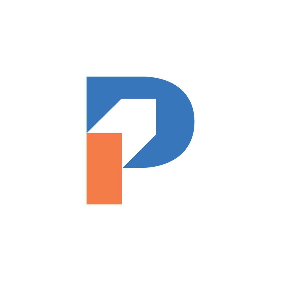 initiale lettre p en haut croissance logo vecteur
