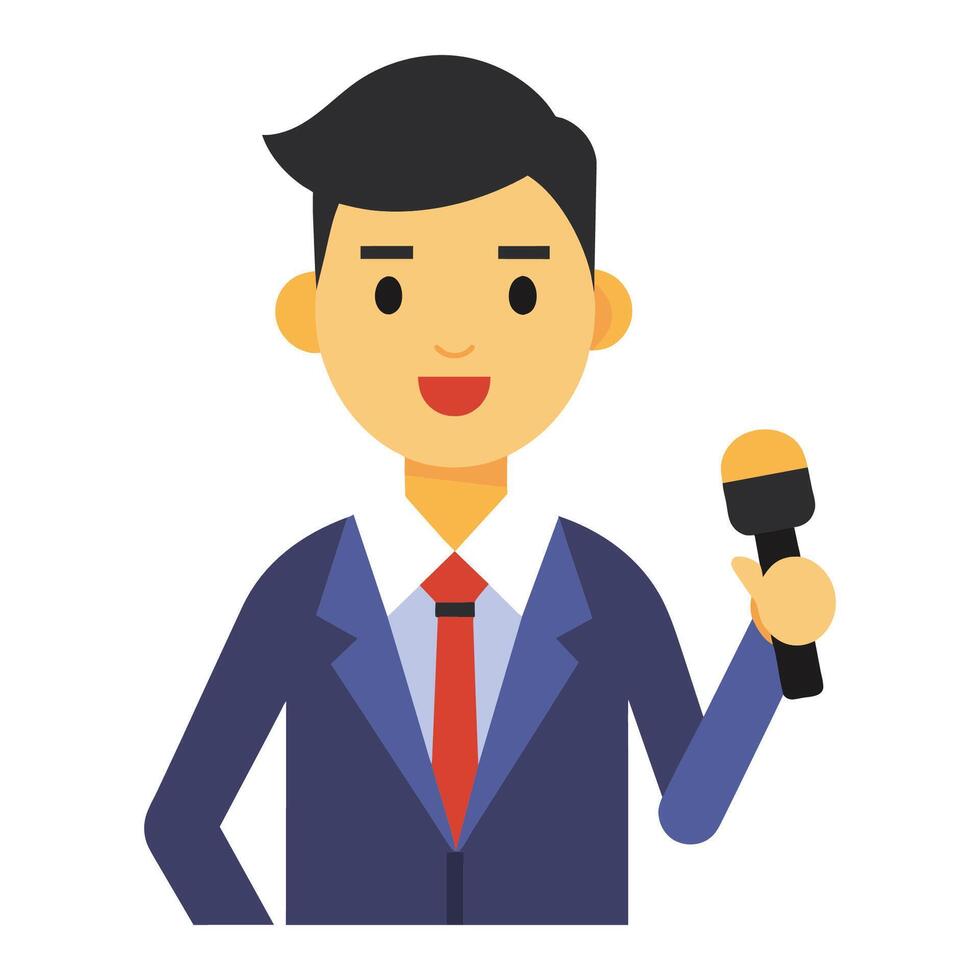 clipart Caractéristiques une professionnel Masculin journaliste en portant une microphone vecteur