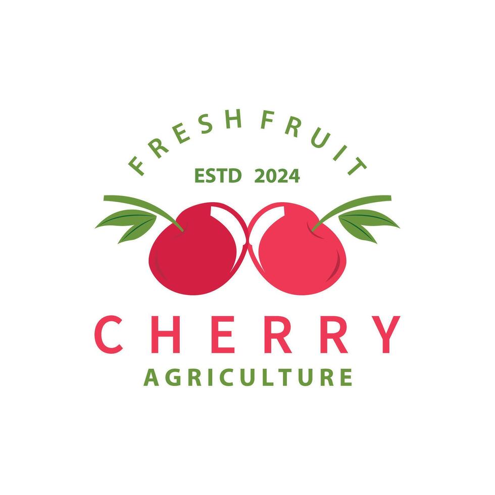 rouge baie fruit jardin plante silhouette conception modèle Cerise logo vecteur illustration