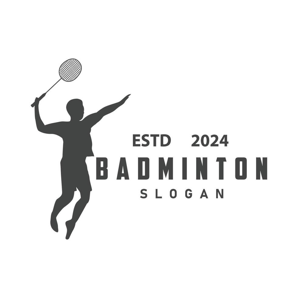 badminton logo vecteur noir silhouette badminton sport joueur ancien minimaliste raquette et volant conception illustration modèle