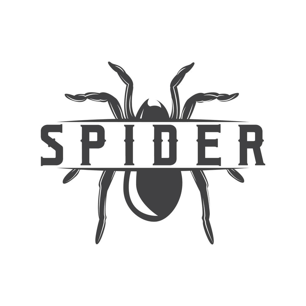 rétro animal insecte araignée logo conception ancien illustration Facile noir silhouette modèle vecteur