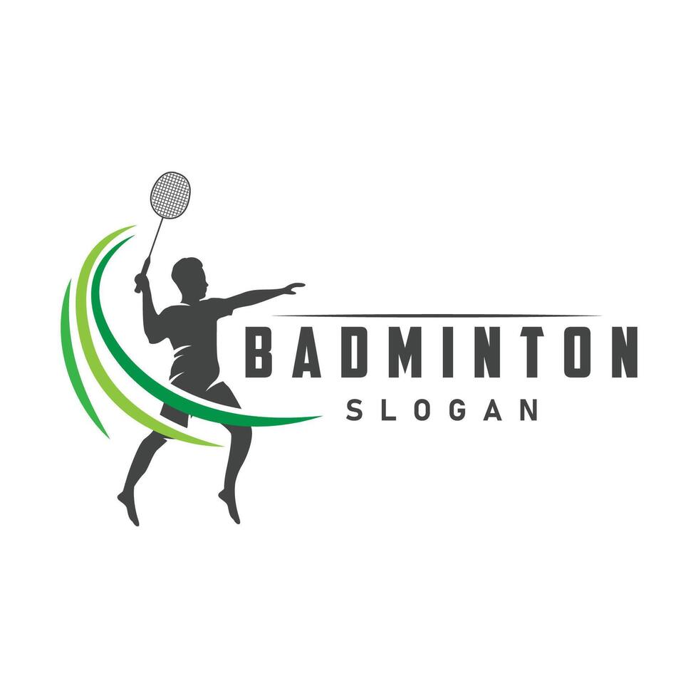 badminton logo vecteur noir silhouette badminton sport joueur ancien minimaliste raquette et volant conception illustration modèle