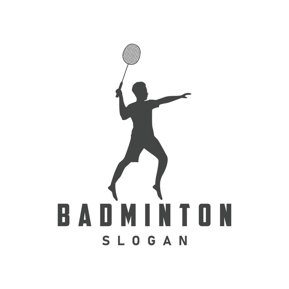 badminton logo vecteur noir silhouette badminton sport joueur ancien minimaliste raquette et volant conception illustration modèle