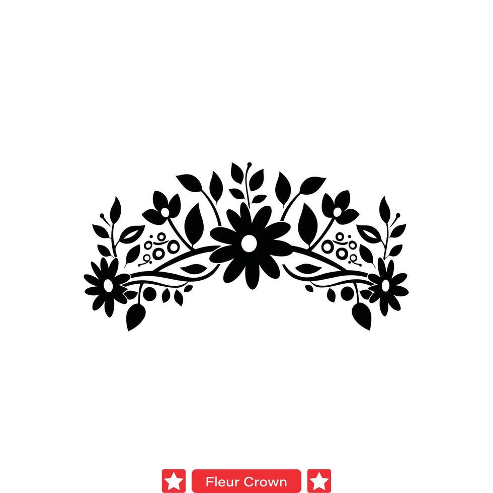 ai généré majestueux fleur couronne silhouette ensemble ornemental motifs pour somptueux art projets et Royal décor vecteur