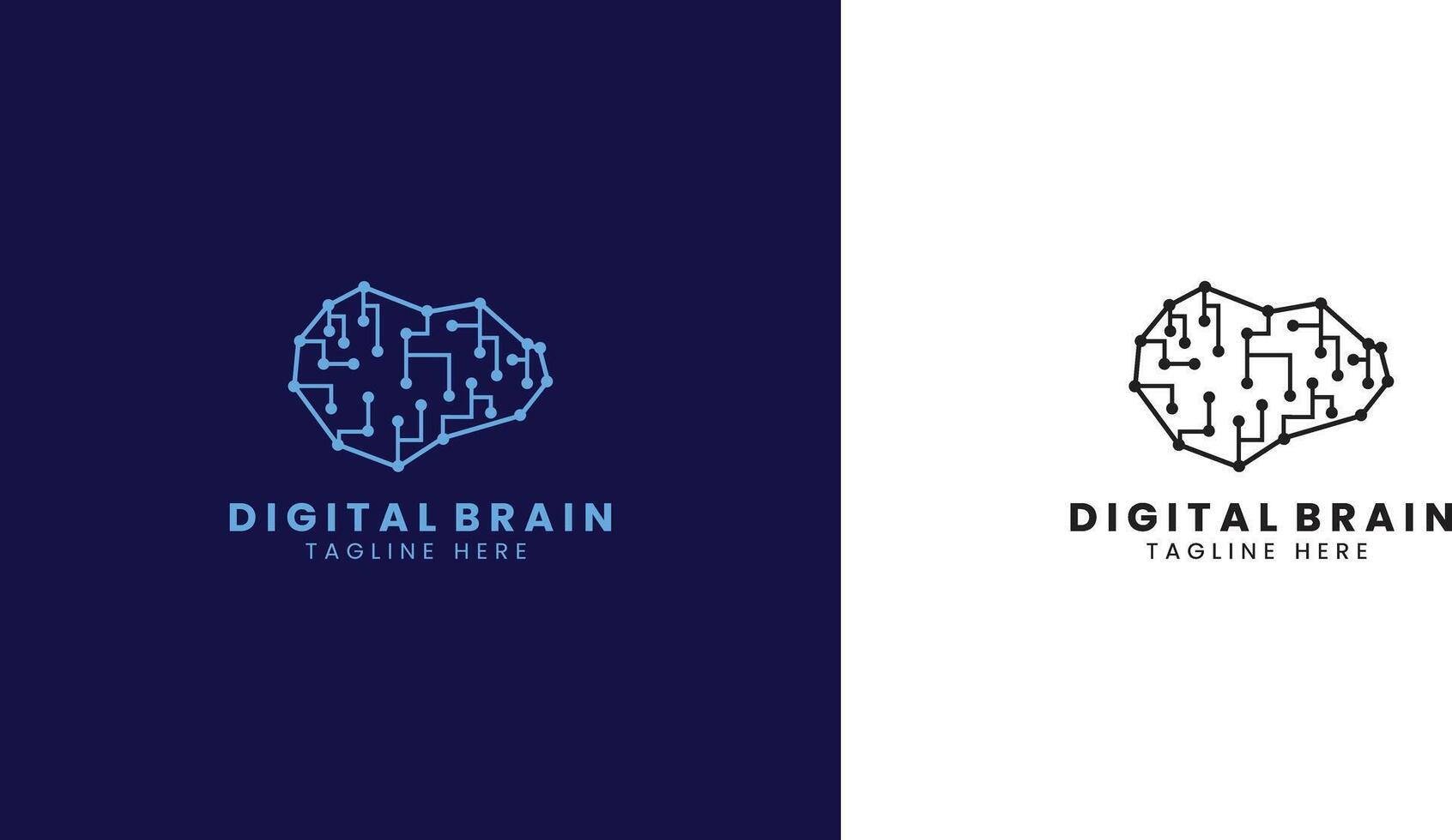 numérique cerveau logo conception modèle, vecteur illustration
