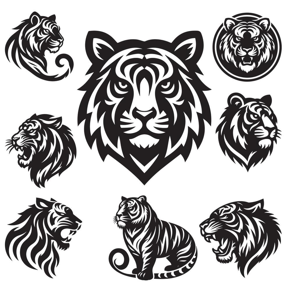 gratuit tigre logo vecteur ensemble