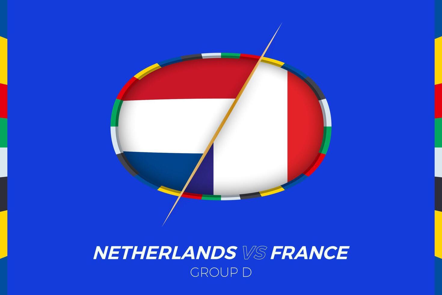 Pays-Bas contre France Football rencontre icône pour européen Football tournoi 2024, contre icône sur groupe organiser. vecteur
