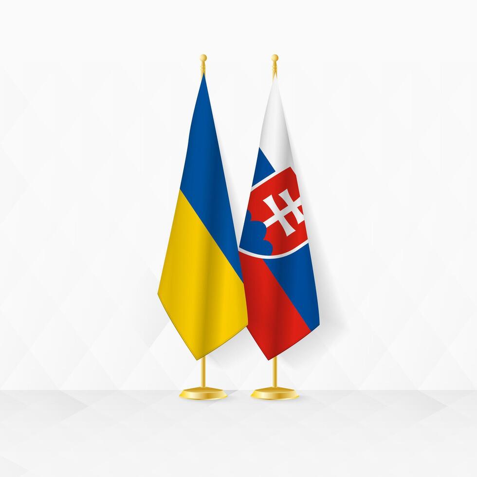 Ukraine et la slovaquie drapeaux sur drapeau rester, illustration pour diplomatie et autre réunion entre Ukraine et slovaquie. vecteur