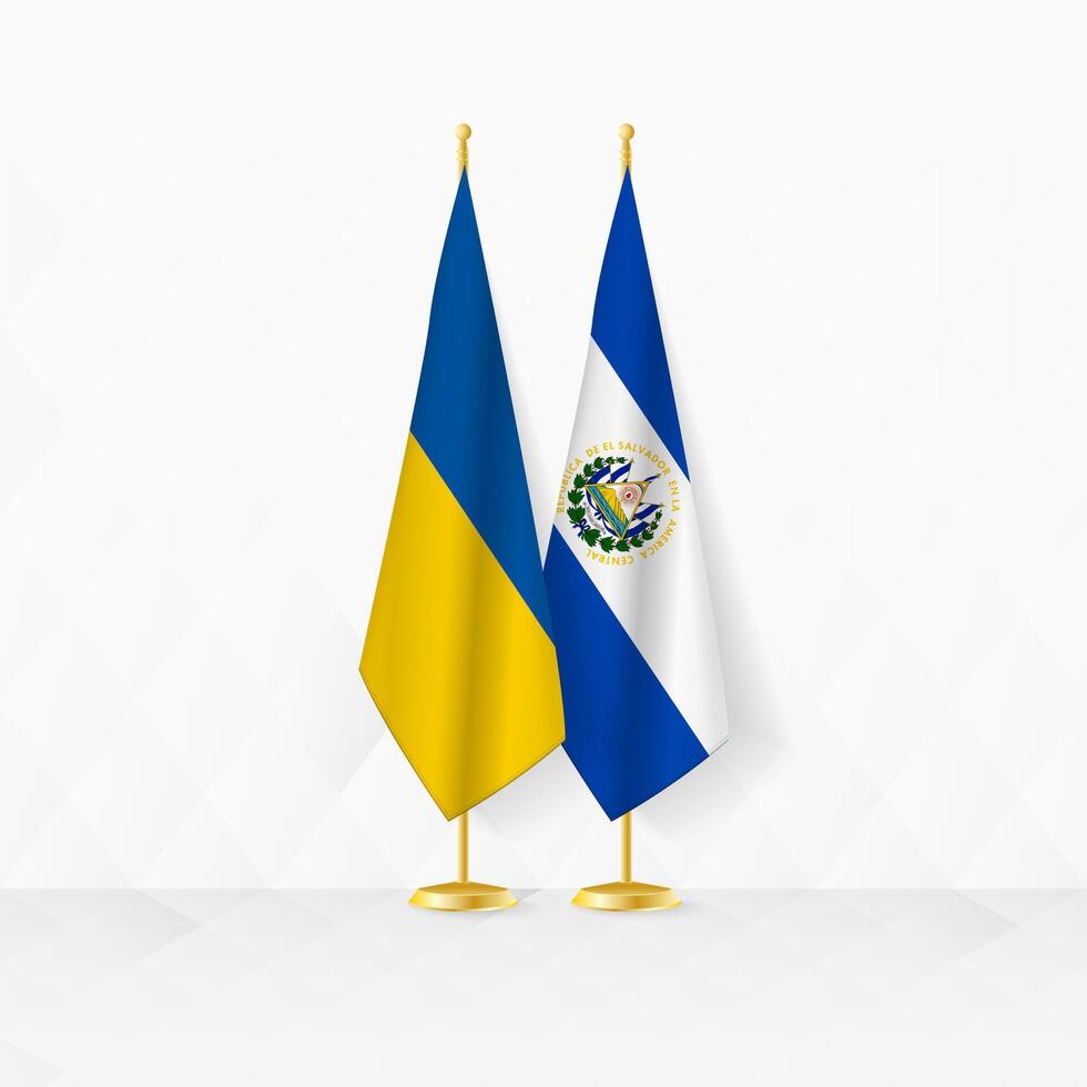 Ukraine et el Salvador drapeaux sur drapeau rester, illustration pour diplomatie et autre réunion entre Ukraine et el salvador. vecteur