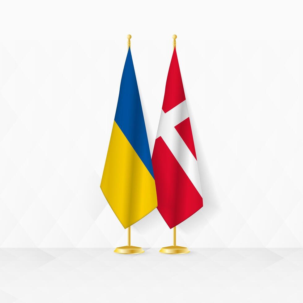 Ukraine et Danemark drapeaux sur drapeau rester, illustration pour diplomatie et autre réunion entre Ukraine et Danemark. vecteur