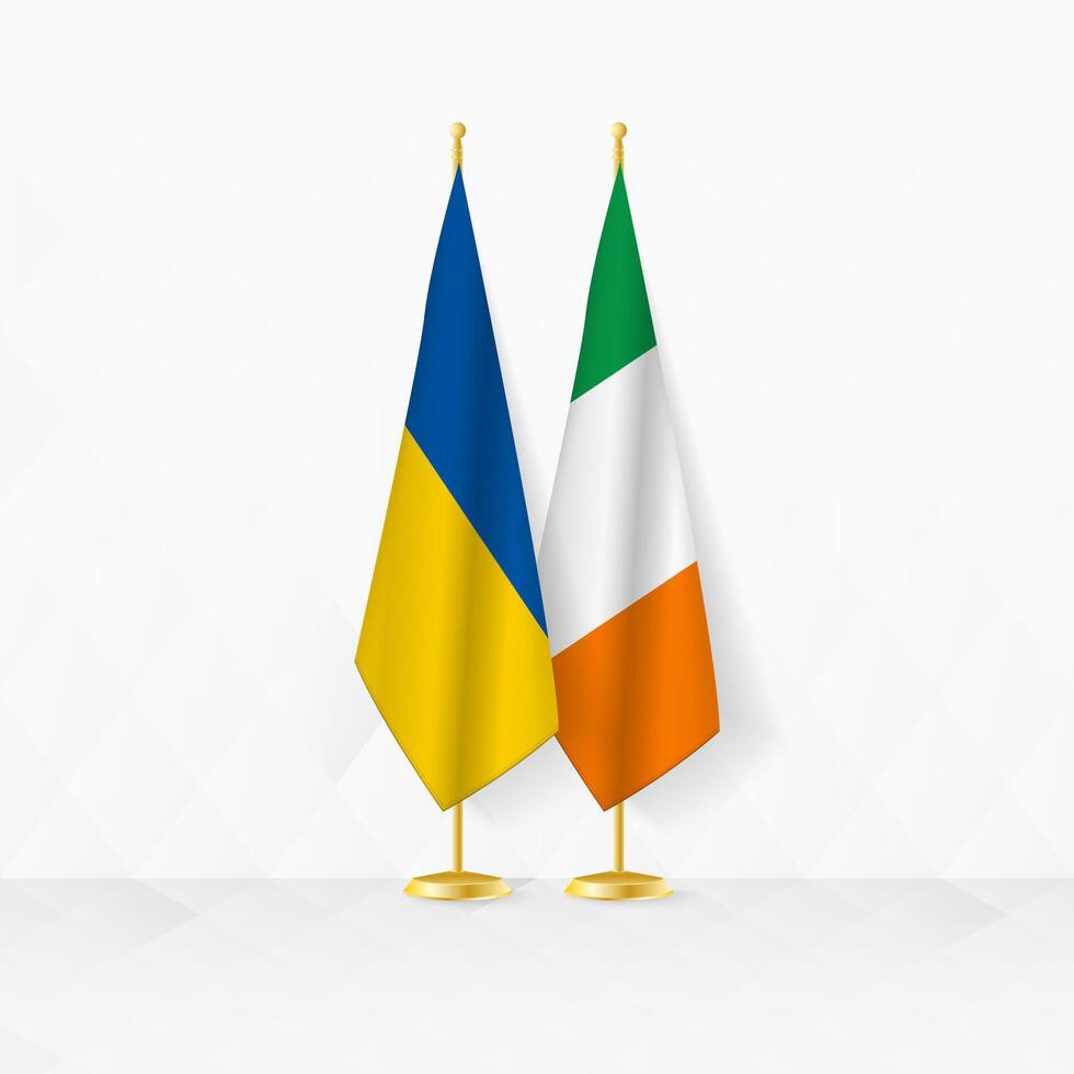 Ukraine et Irlande drapeaux sur drapeau rester, illustration pour diplomatie et autre réunion entre Ukraine et Irlande. vecteur