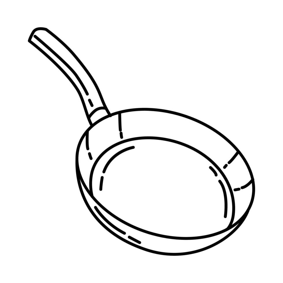 icône de poêle à frire. doodle dessinés à la main ou style d'icône de contour vecteur