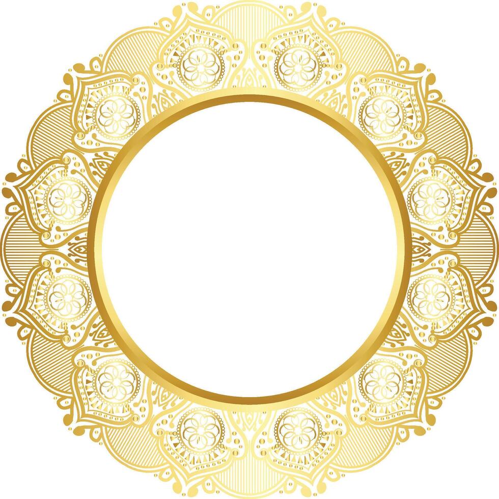 luxe d'or cercle Cadre transparent avec ancien mandala or circulaire modèle clipart vecteur