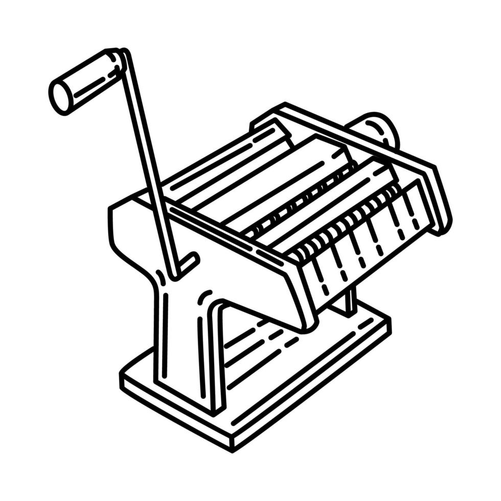 icône de machine à nouilles. doodle dessinés à la main ou style d'icône de contour vecteur