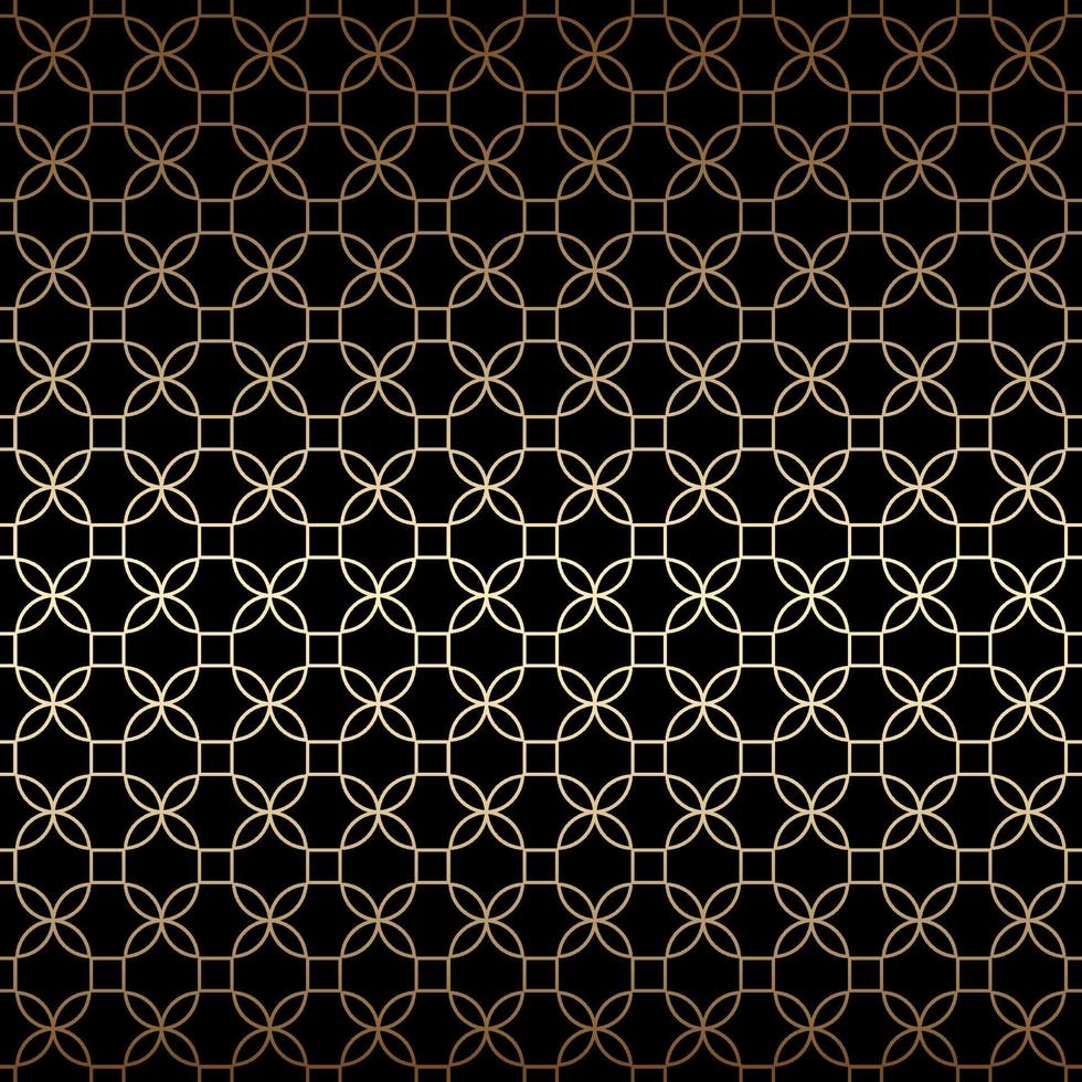 motif géométrique sans soudure linéaire noir et or avec des fleurs stylisées, style art déco vecteur