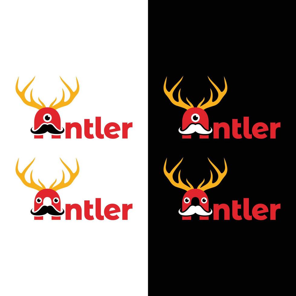 lettre initiale un modèle de conception de logo de mascotte de bois de cerf vecteur