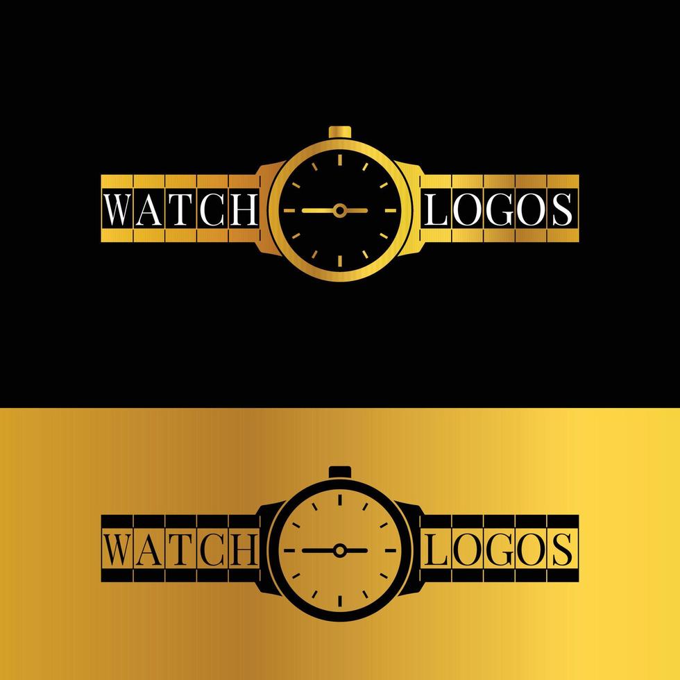 modèle de conception de logo de montre de montres en or de luxe vecteur