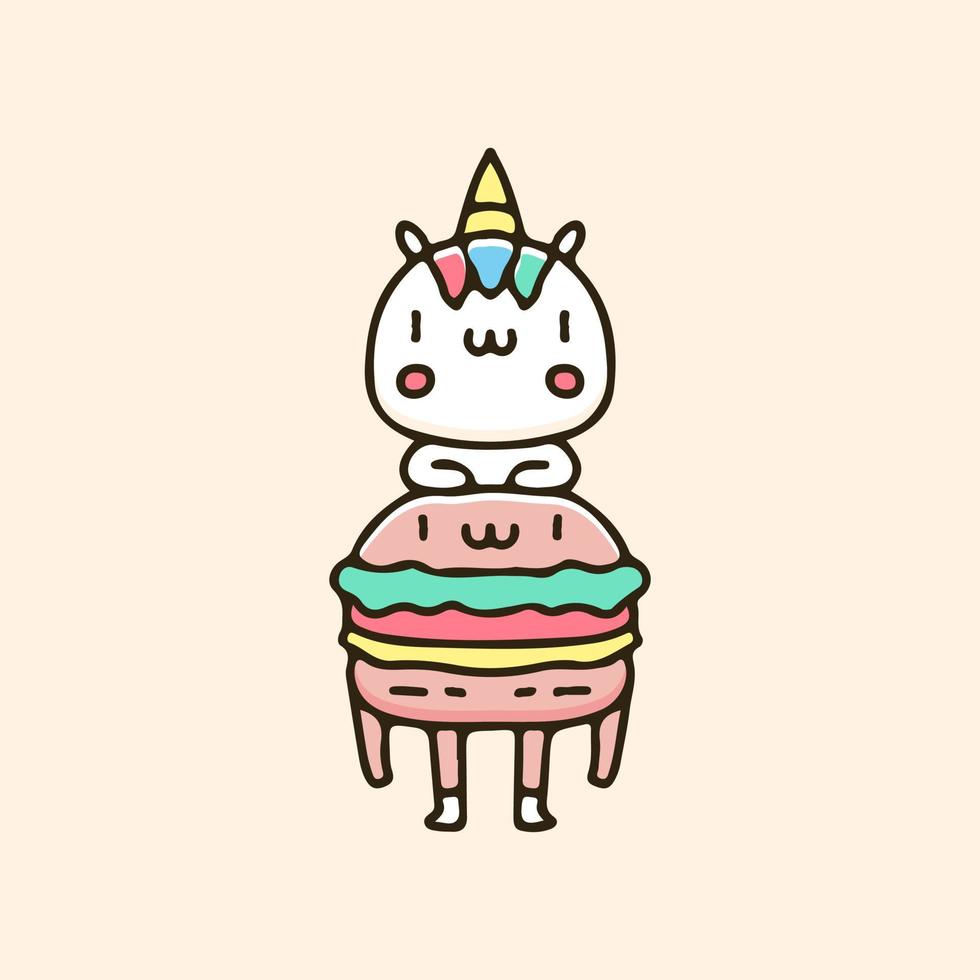 petite illustration de personnage de licorne et de hamburger. graphiques vectoriels pour les impressions de t-shirts et autres utilisations. vecteur