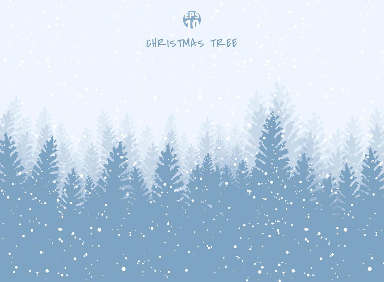 paysage d'hiver arbres de vacances de Noël contre le ciel bleu avec fond horizontal de neige. vecteur