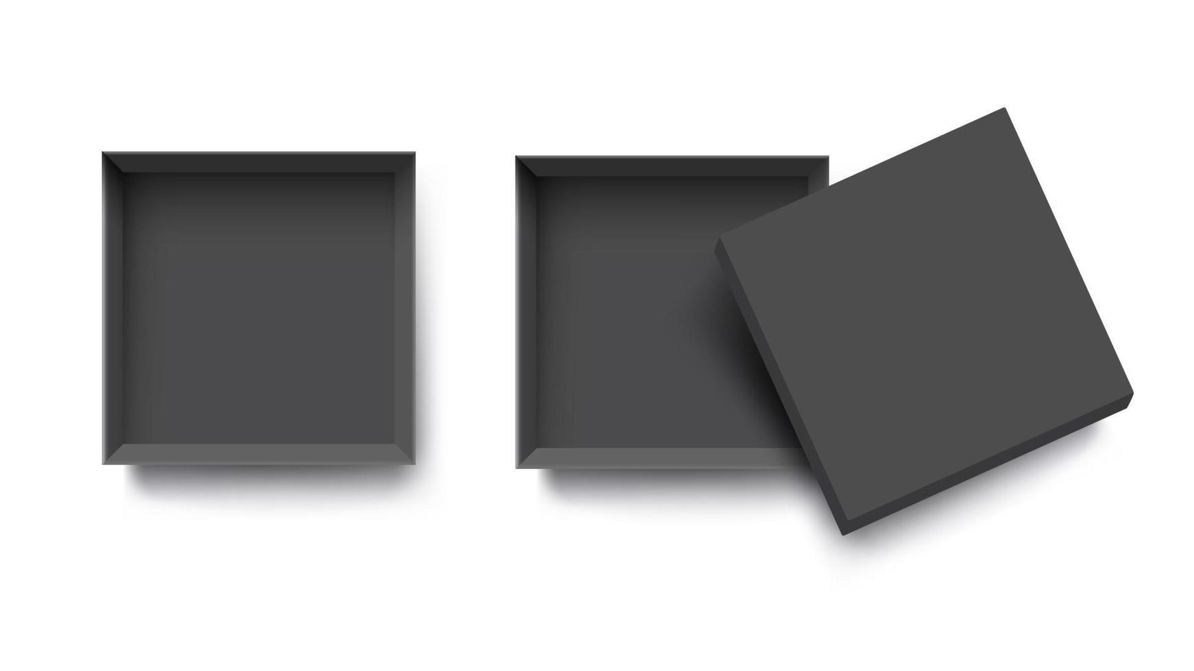 boîte ouverte vide vue de dessus noire pour la conception de maquette vecteur