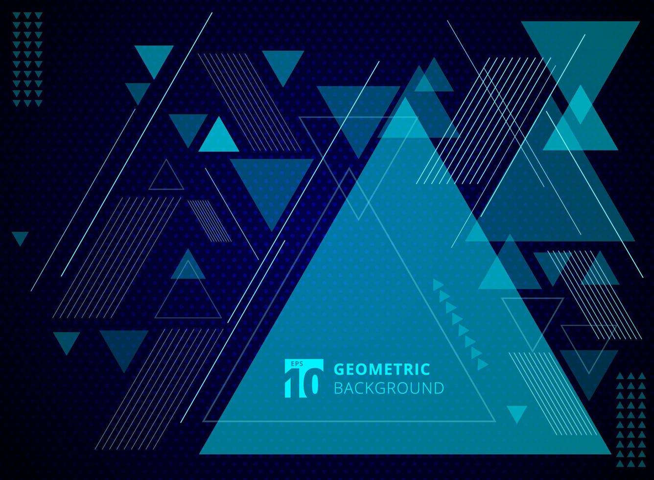 composition de triangles géométriques concept technologique abstrait avec motif de lignes obliques sur la texture de fond de point bleu. vecteur