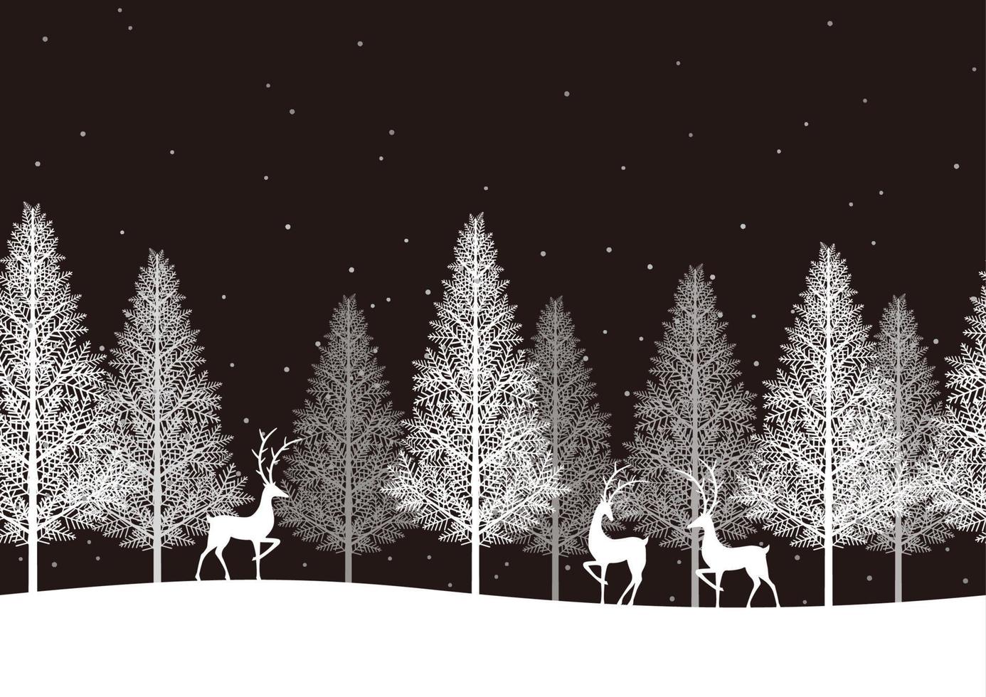 forêt d'hiver sans couture avec des rennes. illustration de fond de vecteur de Noël. répétable horizontalement.